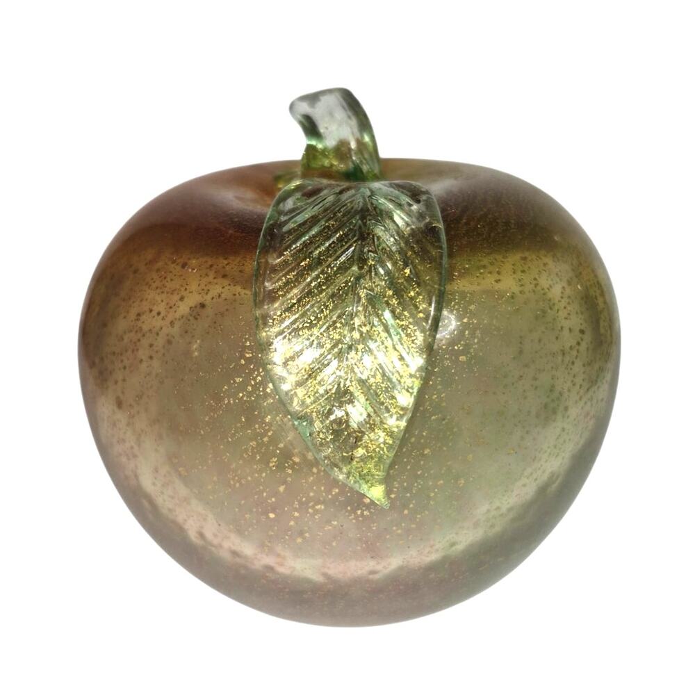 Vintage Morano Art Glass Hand Blown Apple Infused Gold Flecks Tabletop Decor - Picture 10 of 10